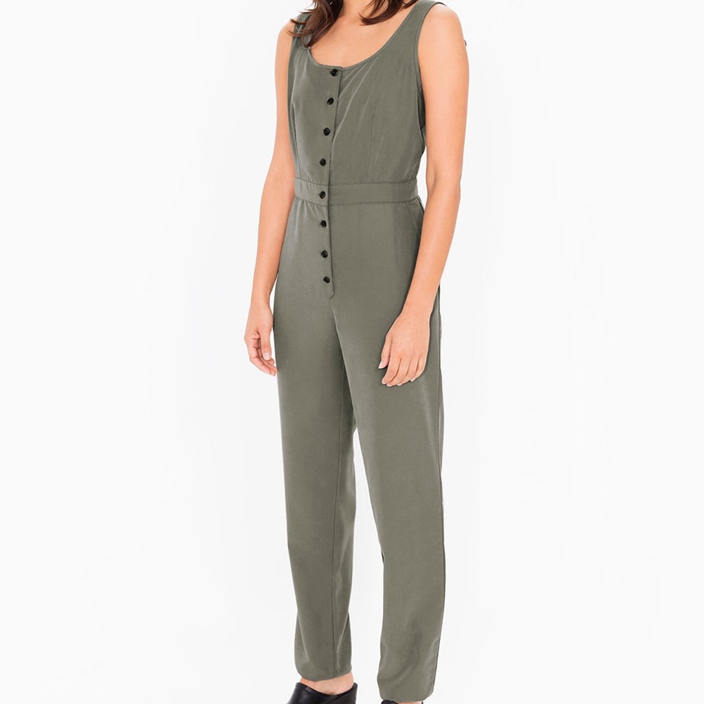 American Apparel Khaki Frankie Jumpsuit Playsuit